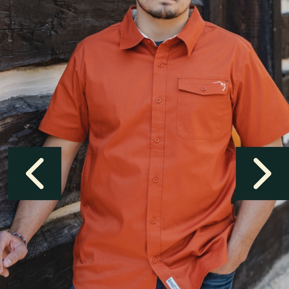 Buffalo Trace Short Sleeved Orange Button Down Shirt 3XL